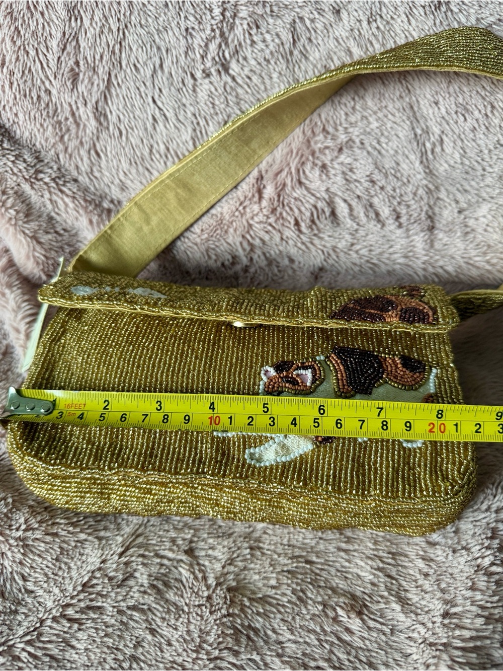 ๐ Viral SOL and Mer Beaded Cat Embroidered Shoulder Bag in Gold - Picture 9 of 15